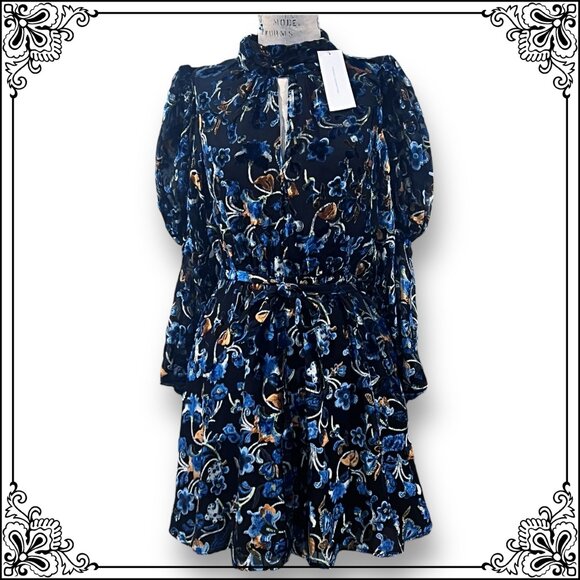 FRENCH CONNECTION Avery Burnout Velvet Keyhole Mini Dress - Size 6 / NWT - Picture 5 of 12